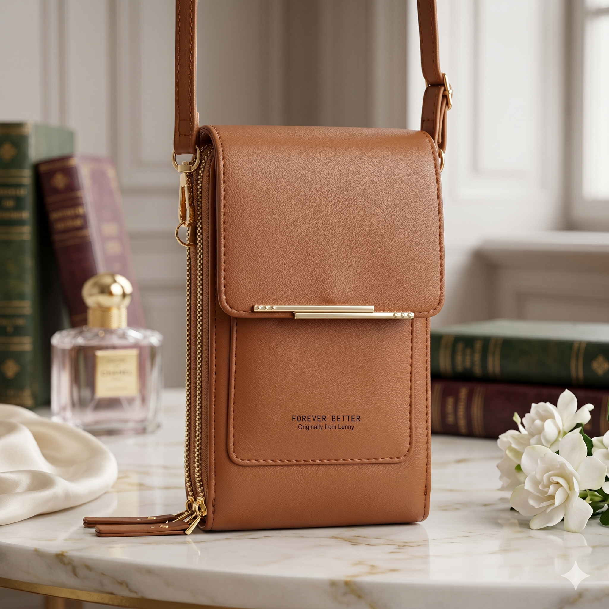 Simple and Elegant Women's Crossbody Wallet Bag for Touch Screen Cell Phones
