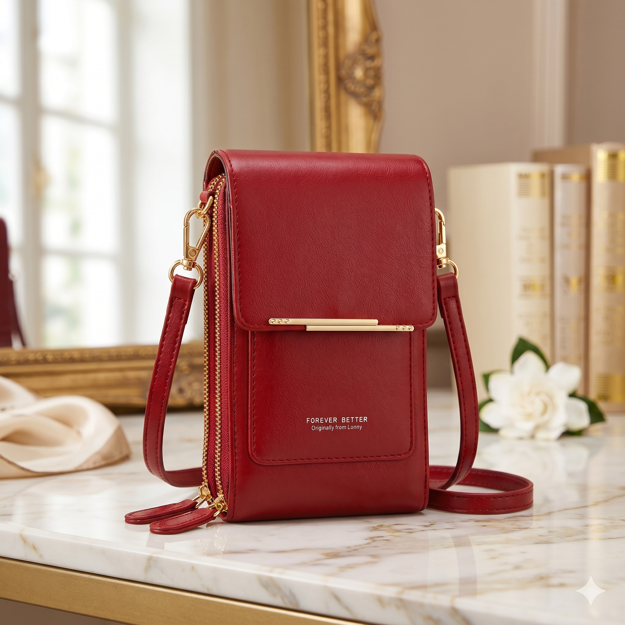 Simple and Elegant Women's Crossbody Wallet Bag for Touch Screen Cell Phones