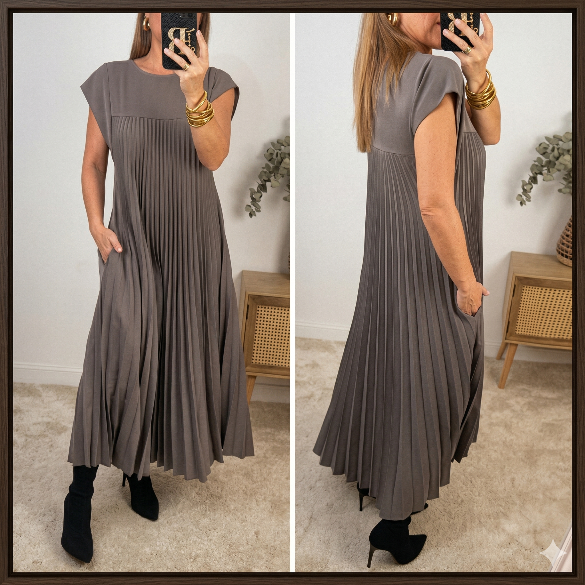 Women's minimalist solid color dress