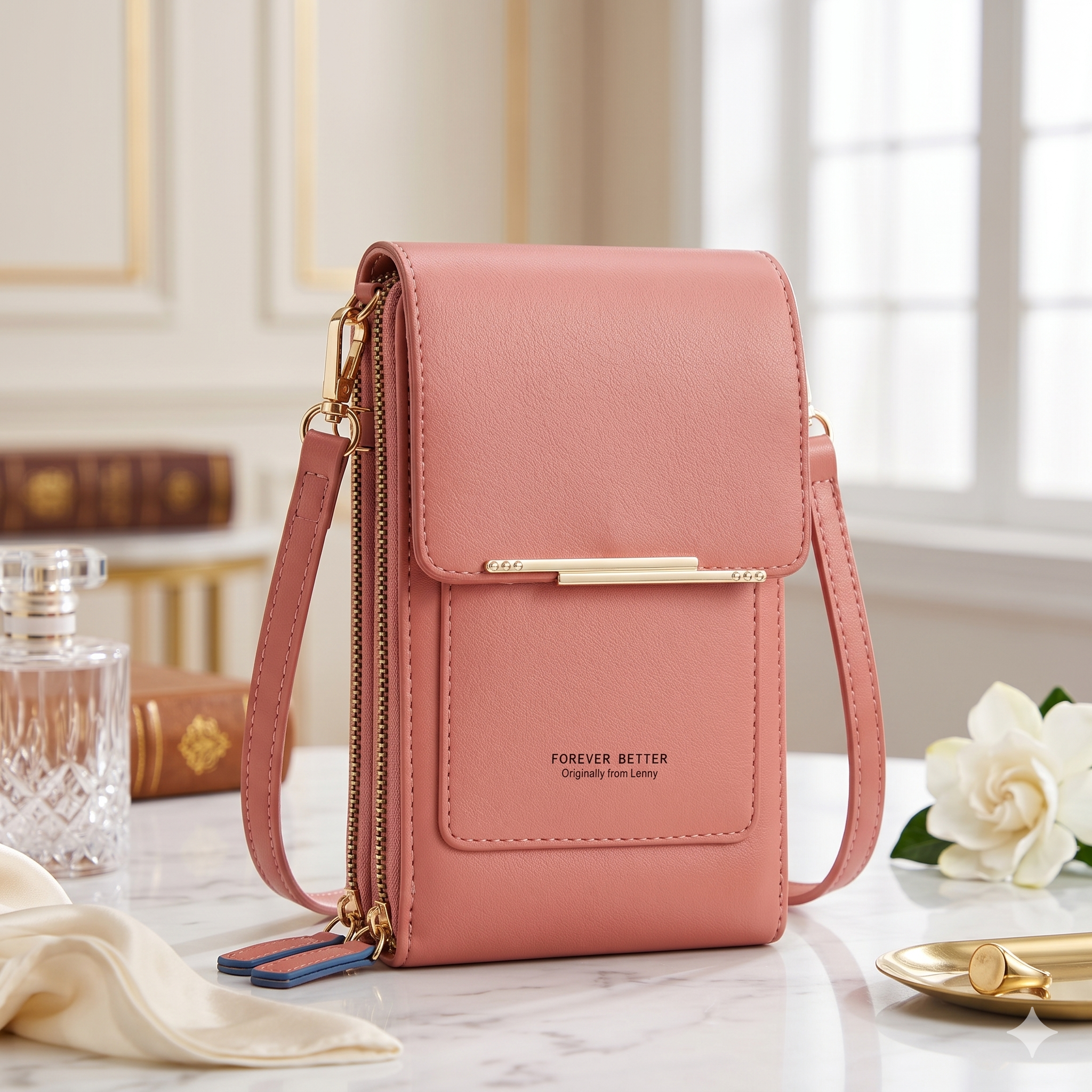 Simple and Elegant Women's Crossbody Wallet Bag for Touch Screen Cell Phones