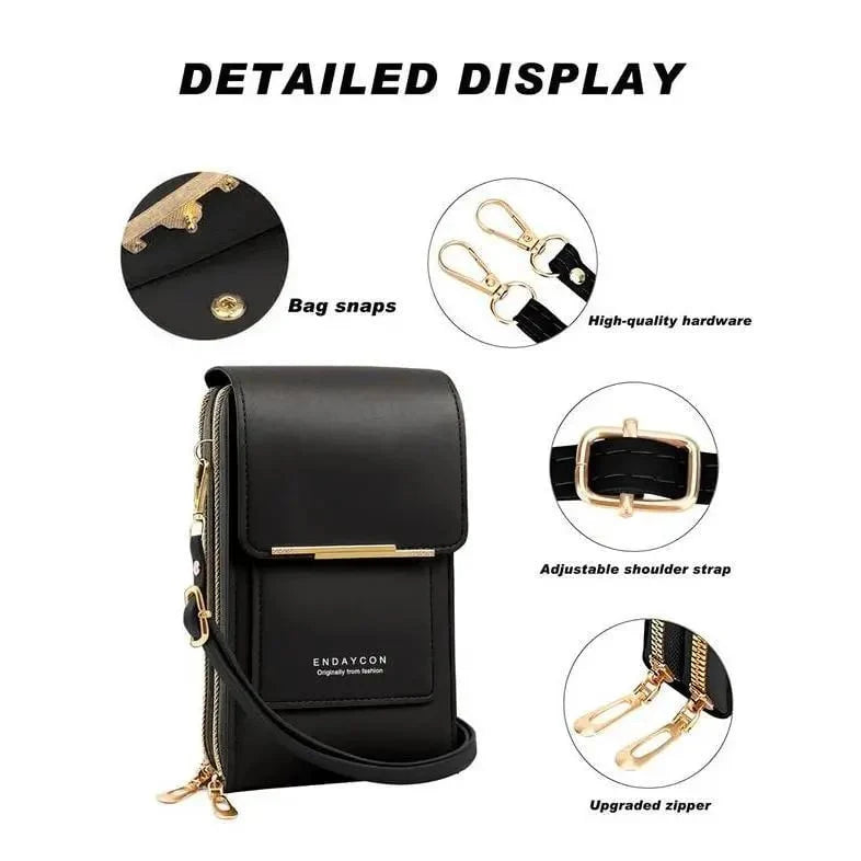 Simple and Elegant Women's Crossbody Wallet Bag for Touch Screen Cell Phones