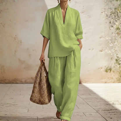 The Melora Linen Set — Effortless All-Day Style, Zero Ironing Required