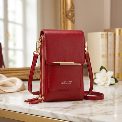 Simple and Elegant Women's Crossbody Wallet Bag for Touch Screen Cell Phones
