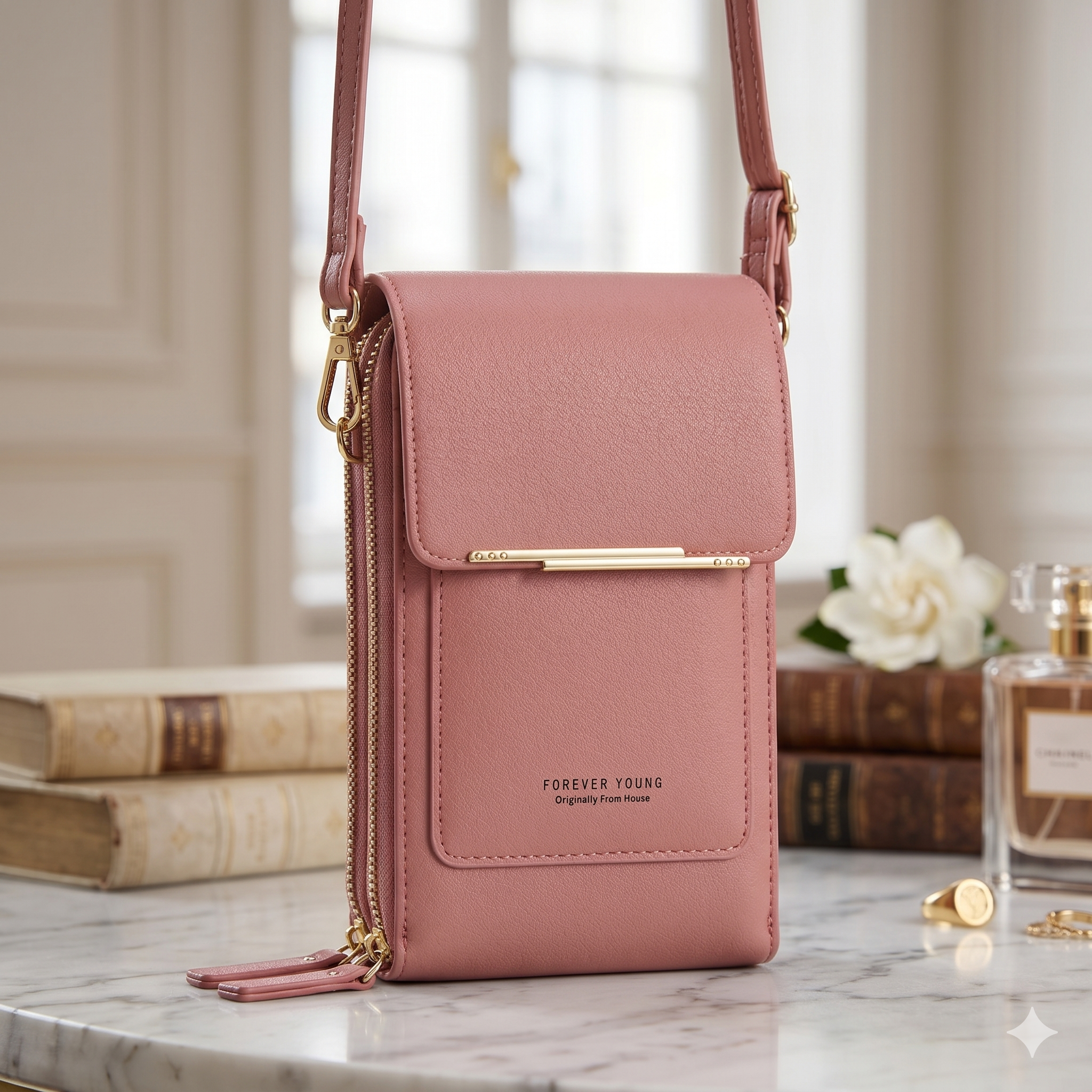 Simple and Elegant Women's Crossbody Wallet Bag for Touch Screen Cell Phones