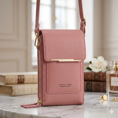 Simple and Elegant Women's Crossbody Wallet Bag for Touch Screen Cell Phones