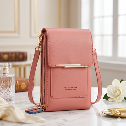Simple and Elegant Women's Crossbody Wallet Bag for Touch Screen Cell Phones