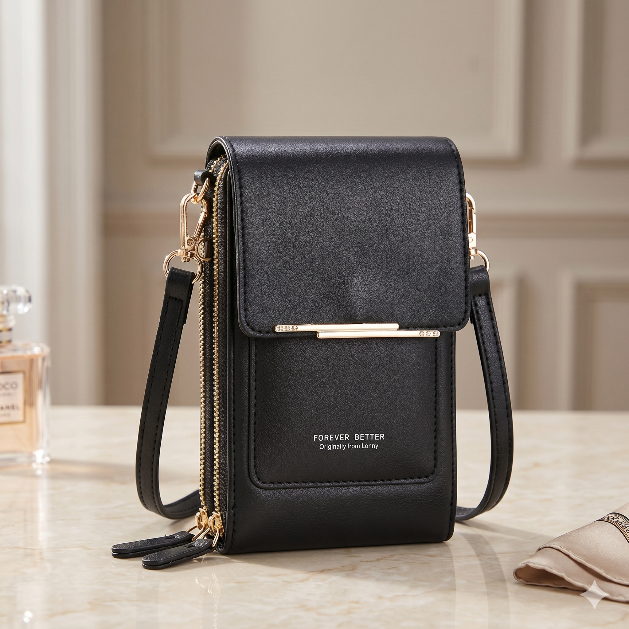 Simple and Elegant Women's Crossbody Wallet Bag for Touch Screen Cell Phones