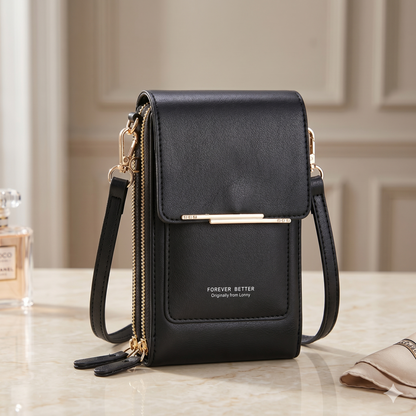 Simple and Elegant Women's Crossbody Wallet Bag for Touch Screen Cell Phones