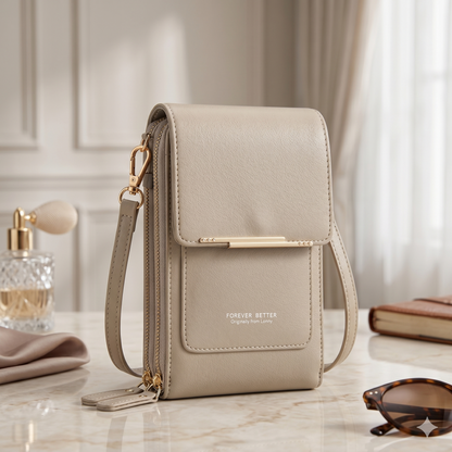 Simple and Elegant Women's Crossbody Wallet Bag for Touch Screen Cell Phones