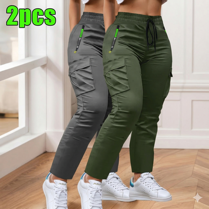 [BUY 1 GET 2] Women’s Two-Piece Drawstring Waist Work Trousers Set Aurelia Mono