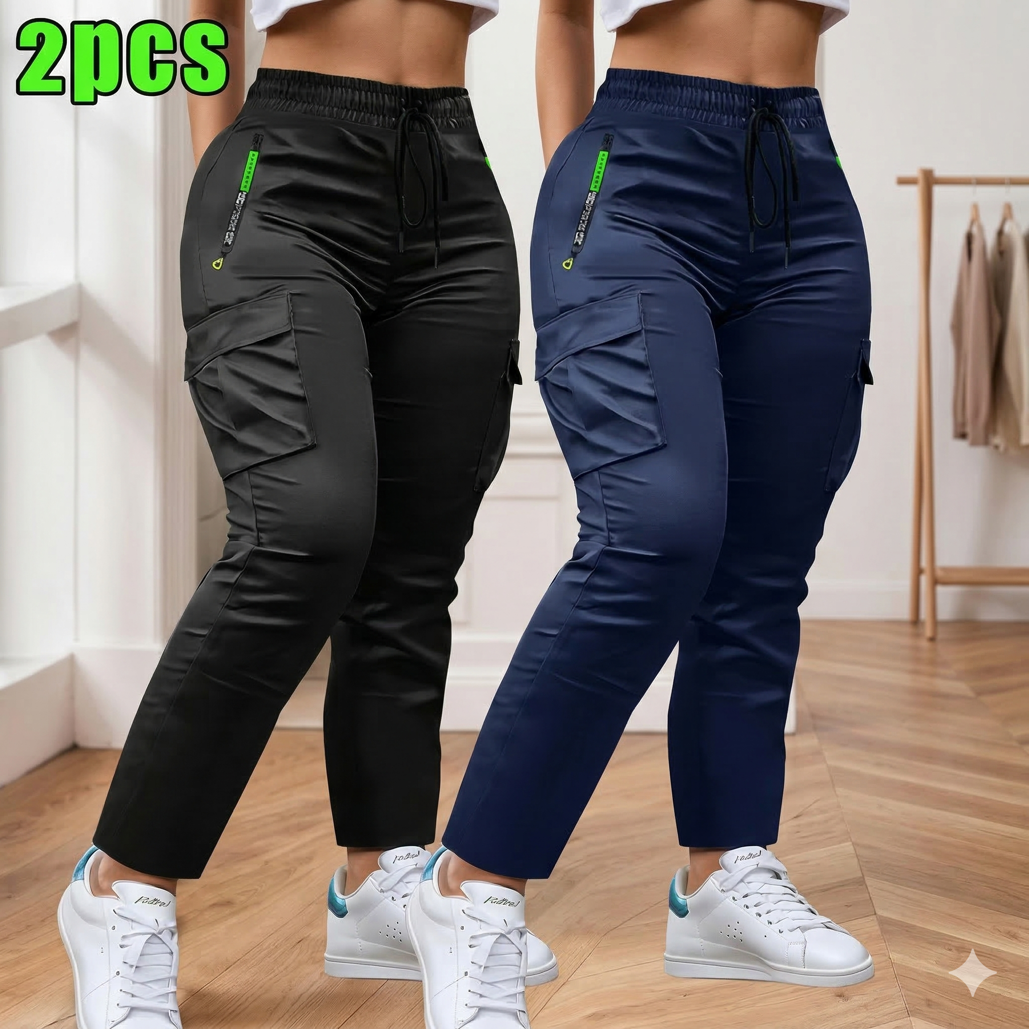 [BUY 1 GET 2] Women’s Two-Piece Drawstring Waist Work Trousers Set Aurelia Mono