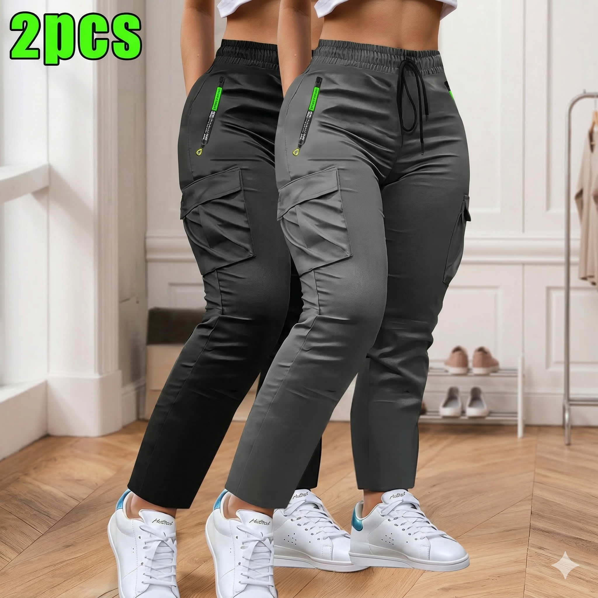 [BUY 1 GET 2] Women’s Two-Piece Drawstring Waist Work Trousers Set Aurelia Mono